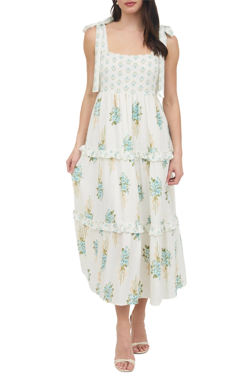 New Floral Tiered Midi Dress S